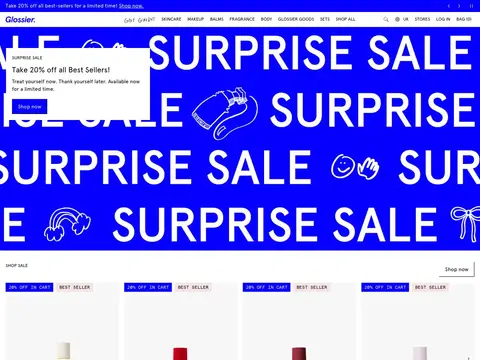 Glossier homepage